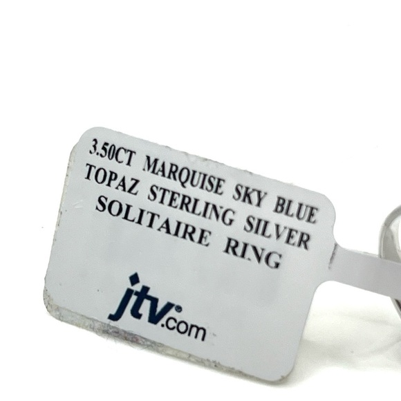 Sky Blue Topaz size 6 Marquise Sterling Silver Solitaire Ring - Picture 8 of 10